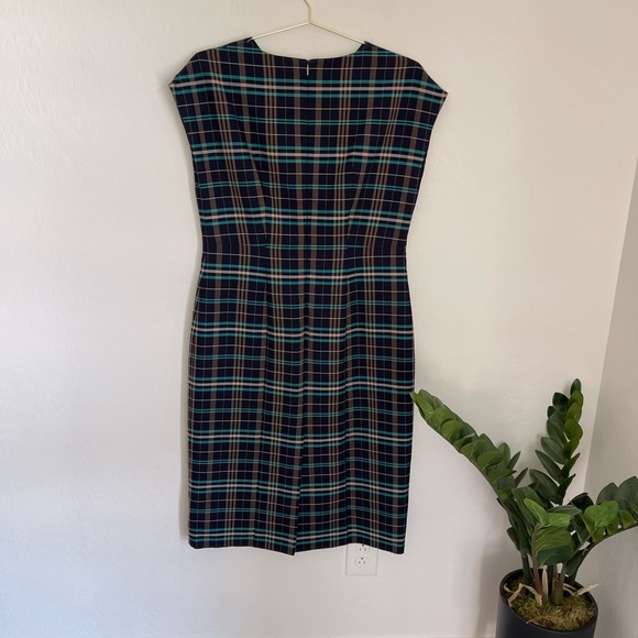 HUGO BOSS Daela Plaid Stretch Cotton Dress Size 10 - Picture 10 of 11